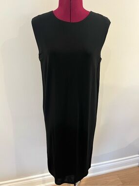 Helmut Lang Black Sleeveless Shift Dress with draped V back